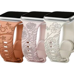 3-Pack Apple Watch Band neutral natural colors floral print pink tan brown NEW